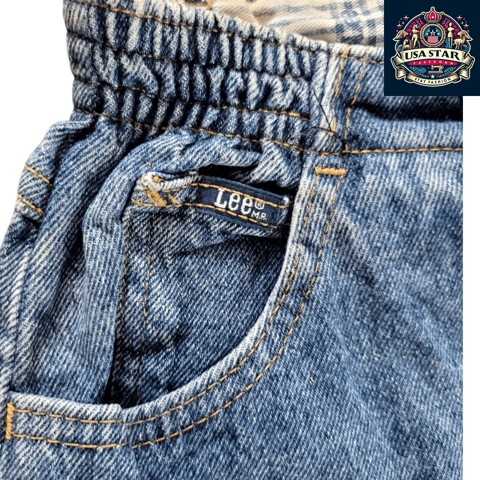 Vintage Lee Jeans W30 - Classic Blue Denim with Elastic Waistband for Ultimate Comfort - USASTARFASHION