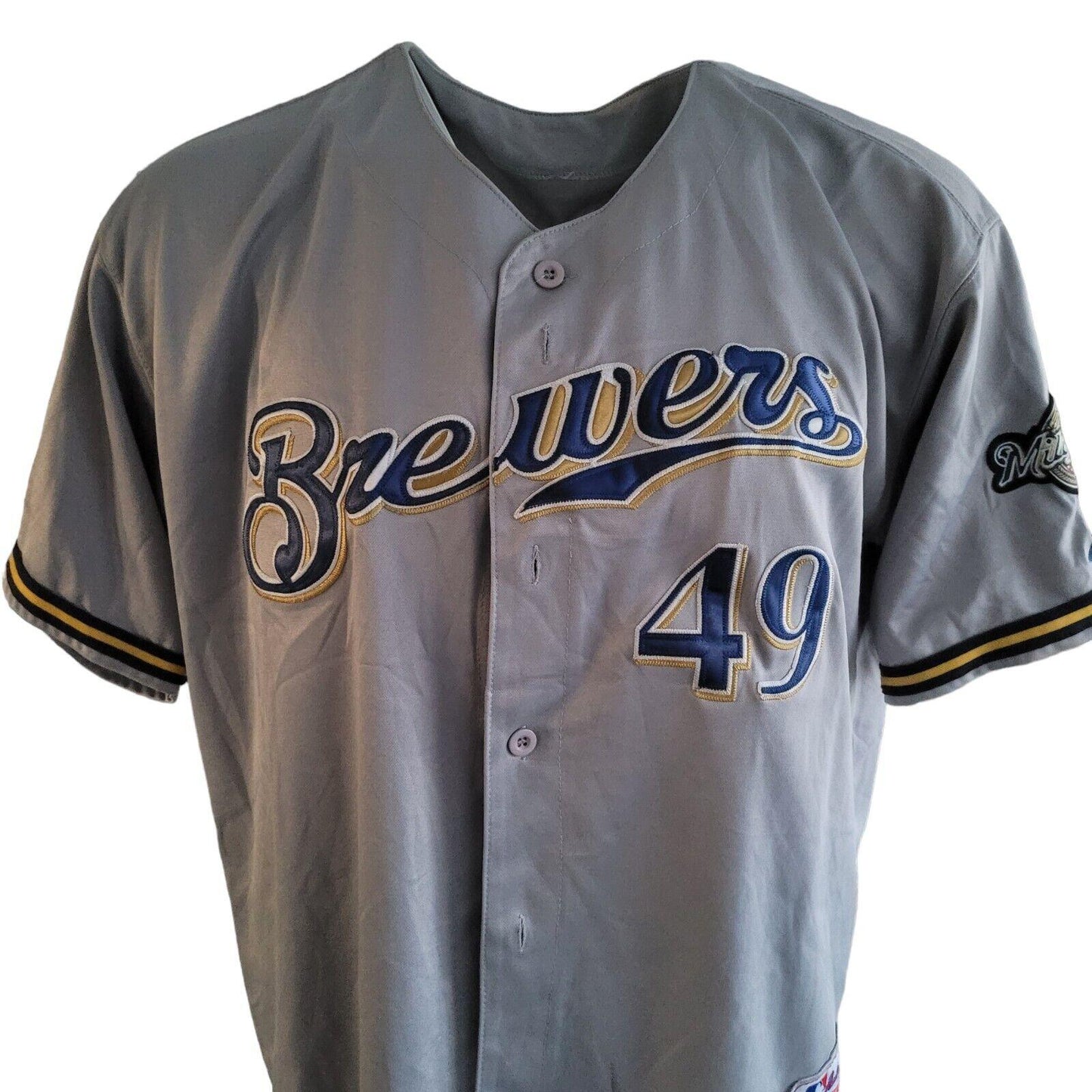 Milwaukee Brewers #49 Yovani Gallardo MLB Jersey | Size 54 (XL)-USASTARFASHION