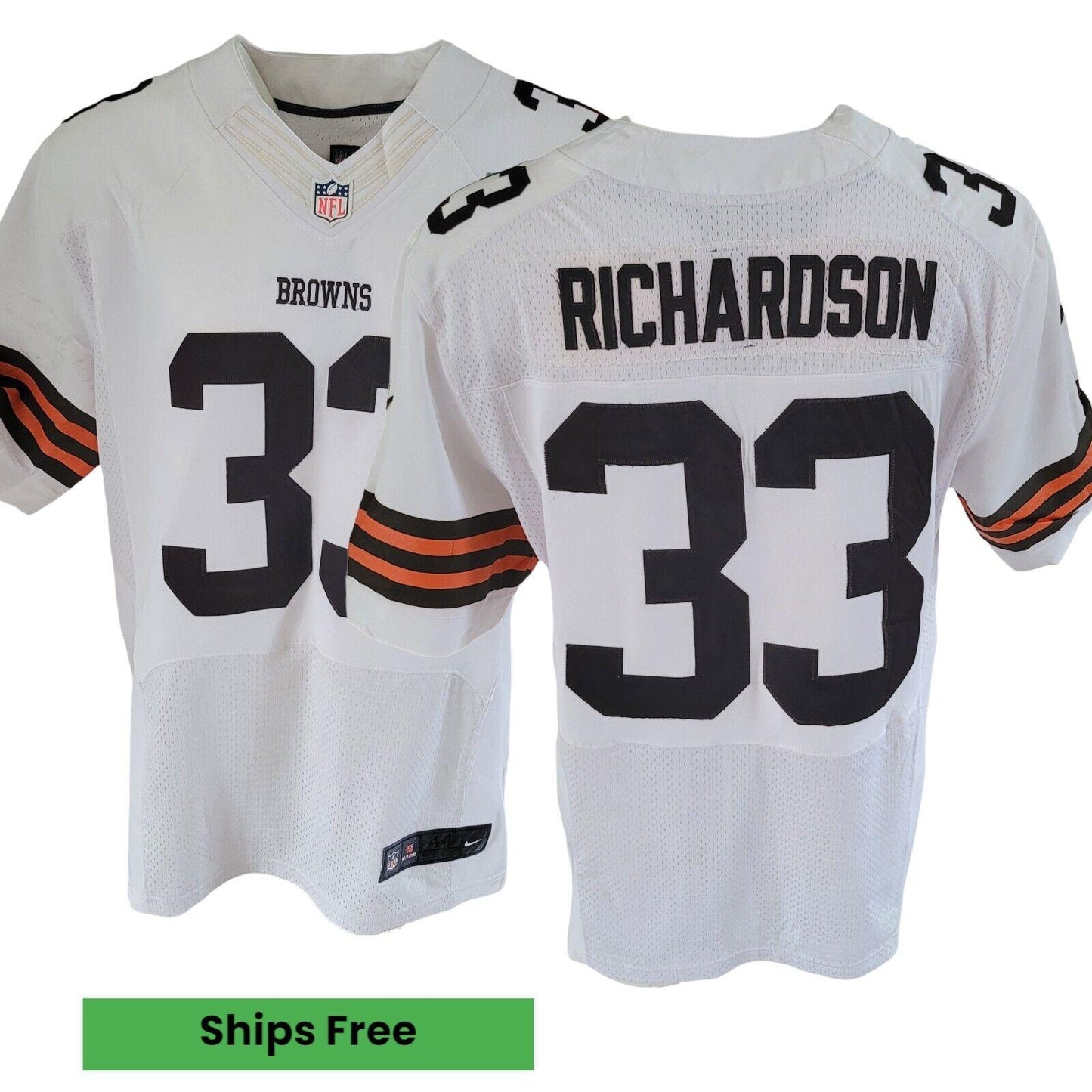 NIKE Cleveland Browns NFL #33 Richardson White Jersey Men's Size L-USASTARFASHION