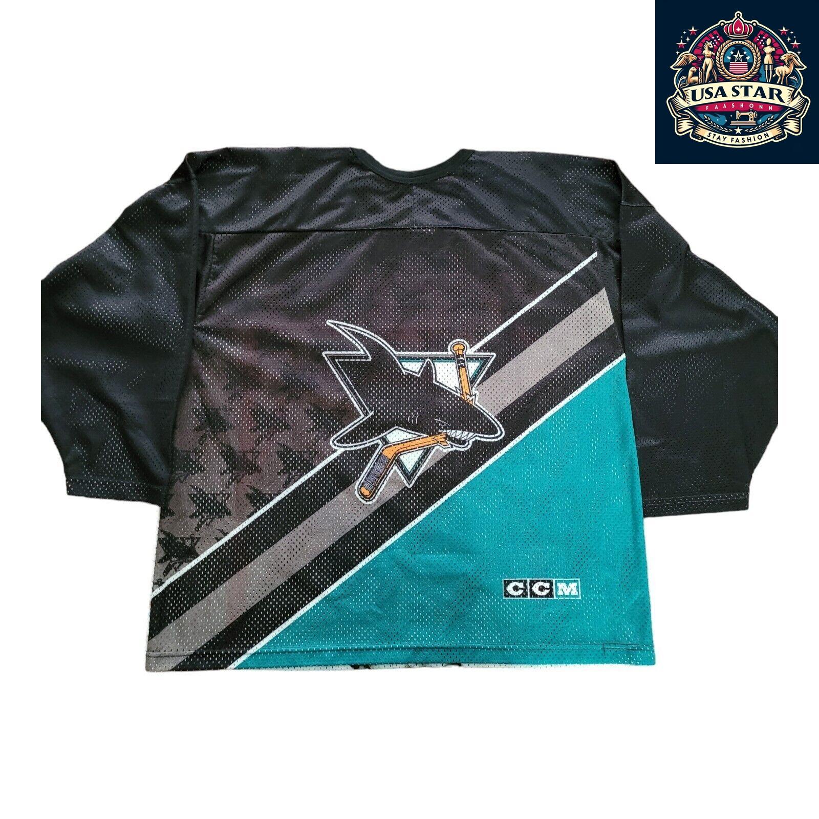 🏒 Vintage Authentic Men's CCM San Jose Sharks Hockey Jersey - Size XL, Made in - USASTARFASHION