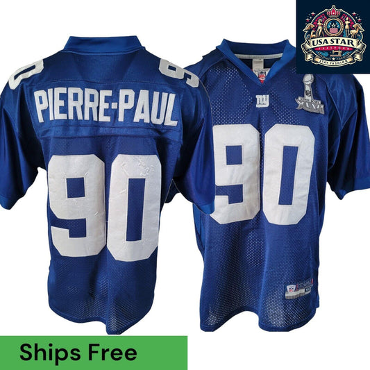 Reebok NFL Giants Jersey Jason Pierre-Paul Blue Size 50 with Moisture-Wicking Fabric - USASTARFASHION