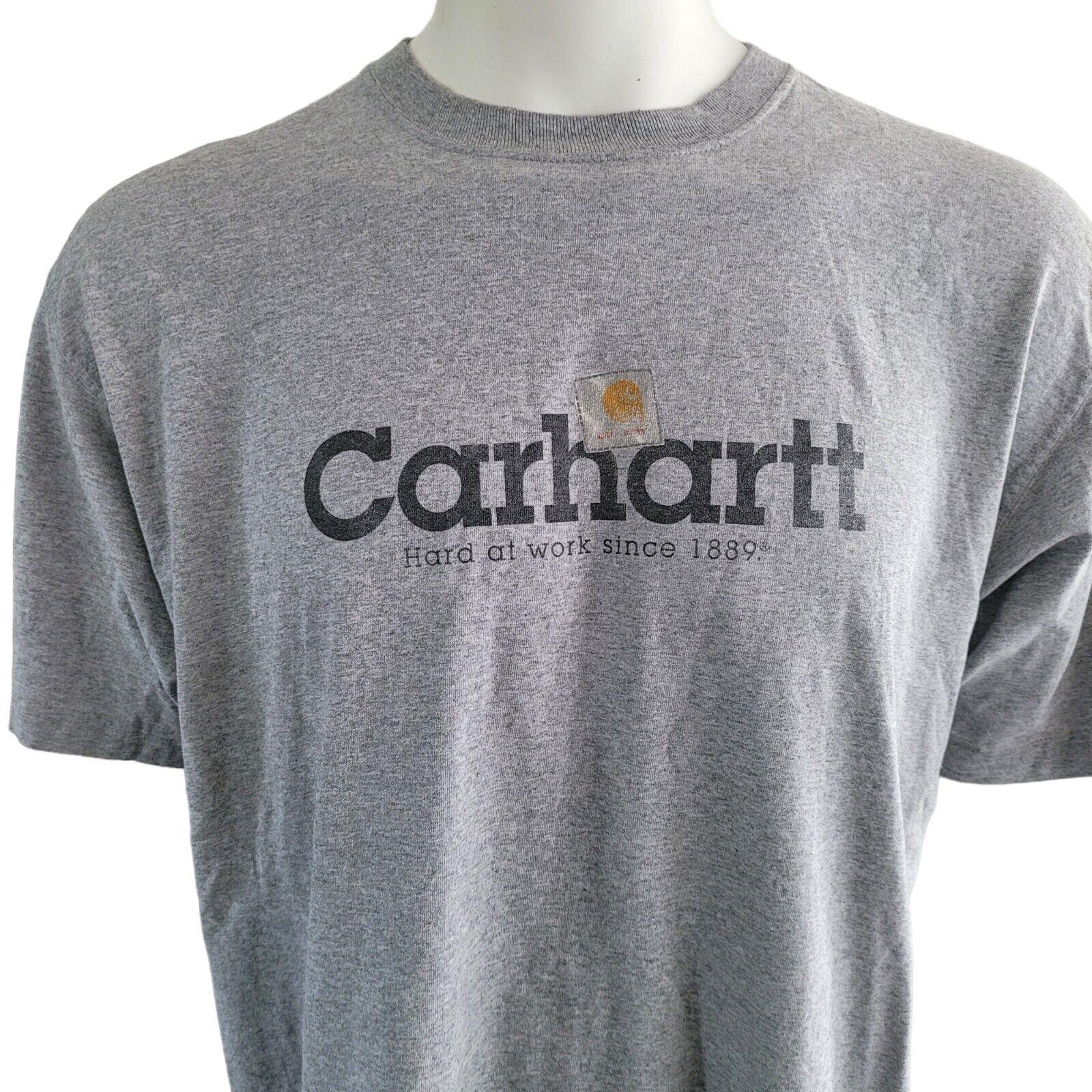 Carhartt Gray Short Sleeve Shirt | XL, Logo Design, Cotton Blend-USASTARFASHION