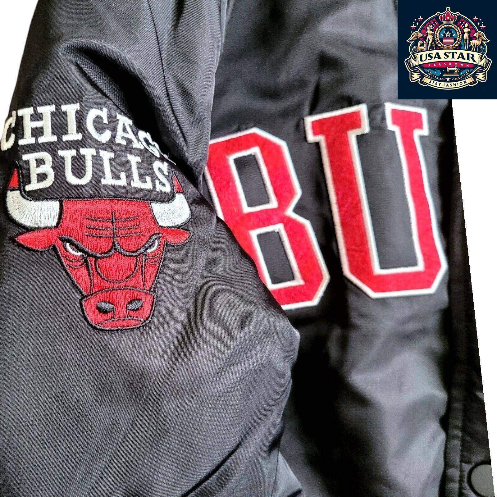 Chicago Bulls Bomber Jacket Men's XS Black Coat with Zach LaVine #8 Logo and Bold Design - USASTARFASHION