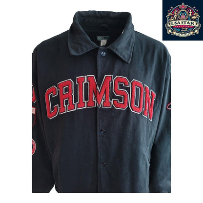 Harvard Jacket Limited Edition 3XL Crimson with Snap Fastening, Iconic Logos, 100% Cotton - USASTARFASHION