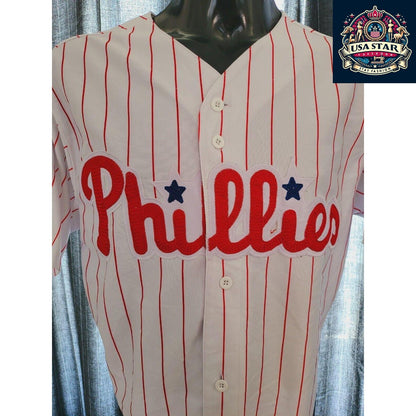 Shane Victorino #8 Vintage Phillies World Series Jersey 2008 Fall Classic Size 50 L - USASTARFASHION