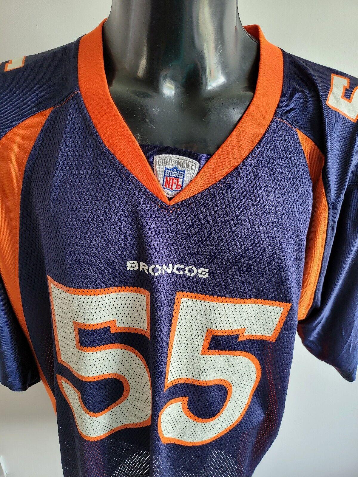 NFL Reebok Denver Broncos DJ Williams #55 Navy Authentic Onfield Jersey - Size L-USASTARFASHION