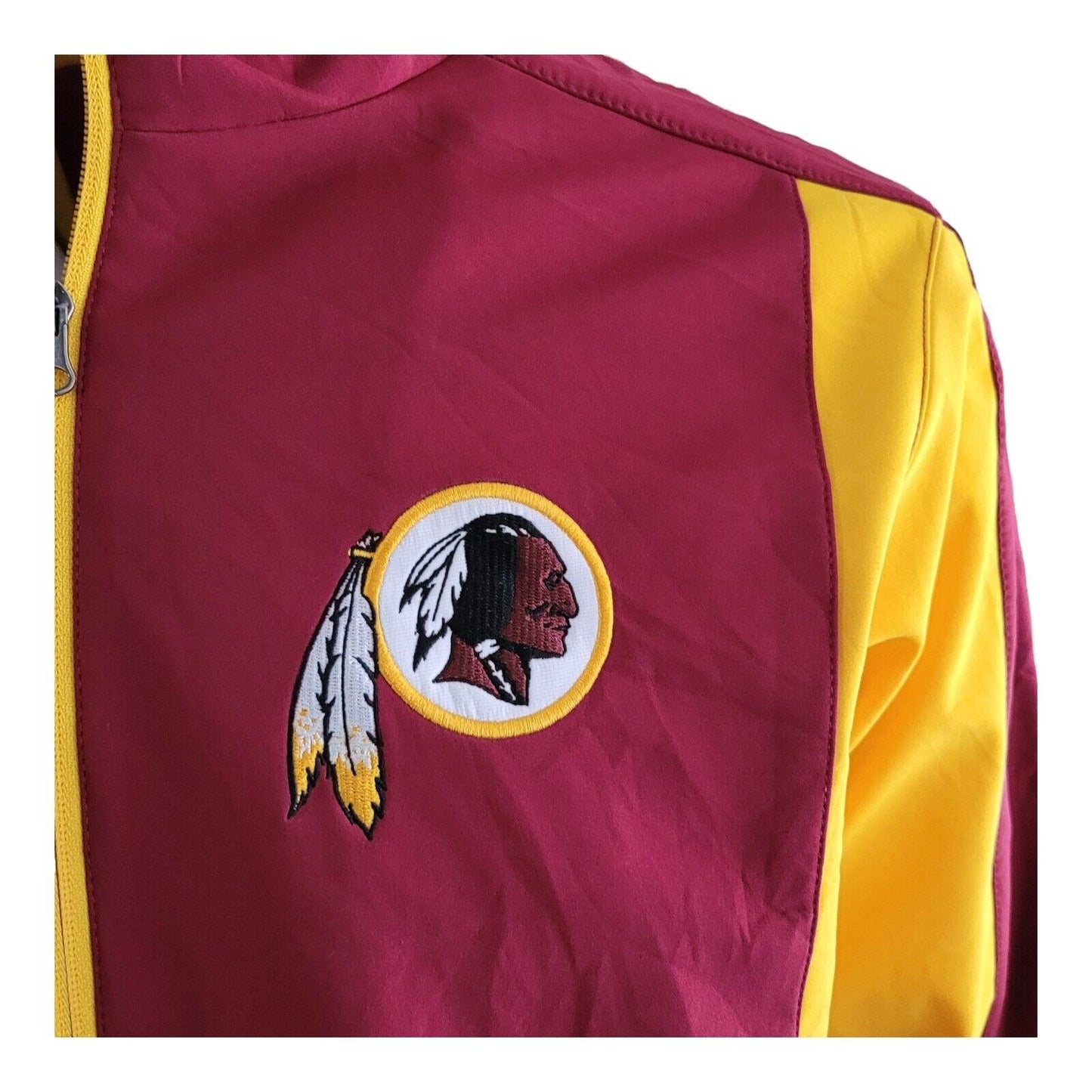 NFL Washington Redskins Red and Yellow Vintage Full Zip Jacket Size L-USASTARFASHION