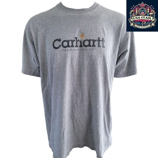 Carhartt Short Sleeve Shirt XL - Soft Gray Cotton Blend, Breathable Comfort, Iconic Logo - USASTARFASHION