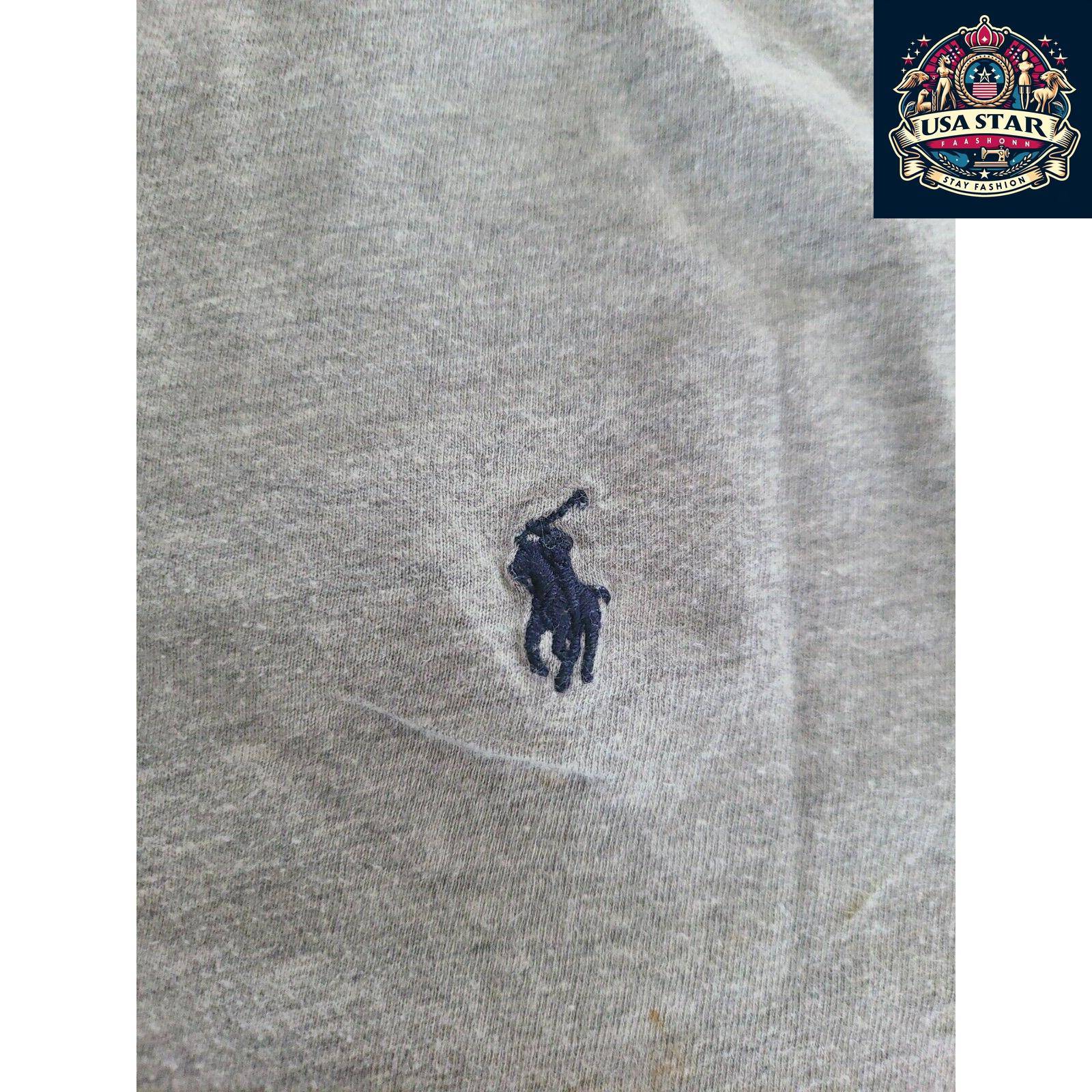 Grey Polo Ralph Lauren Shirt, Custom Slim Fit, Size L, High-Quality Cotton, Elegant Style - USASTARFASHION