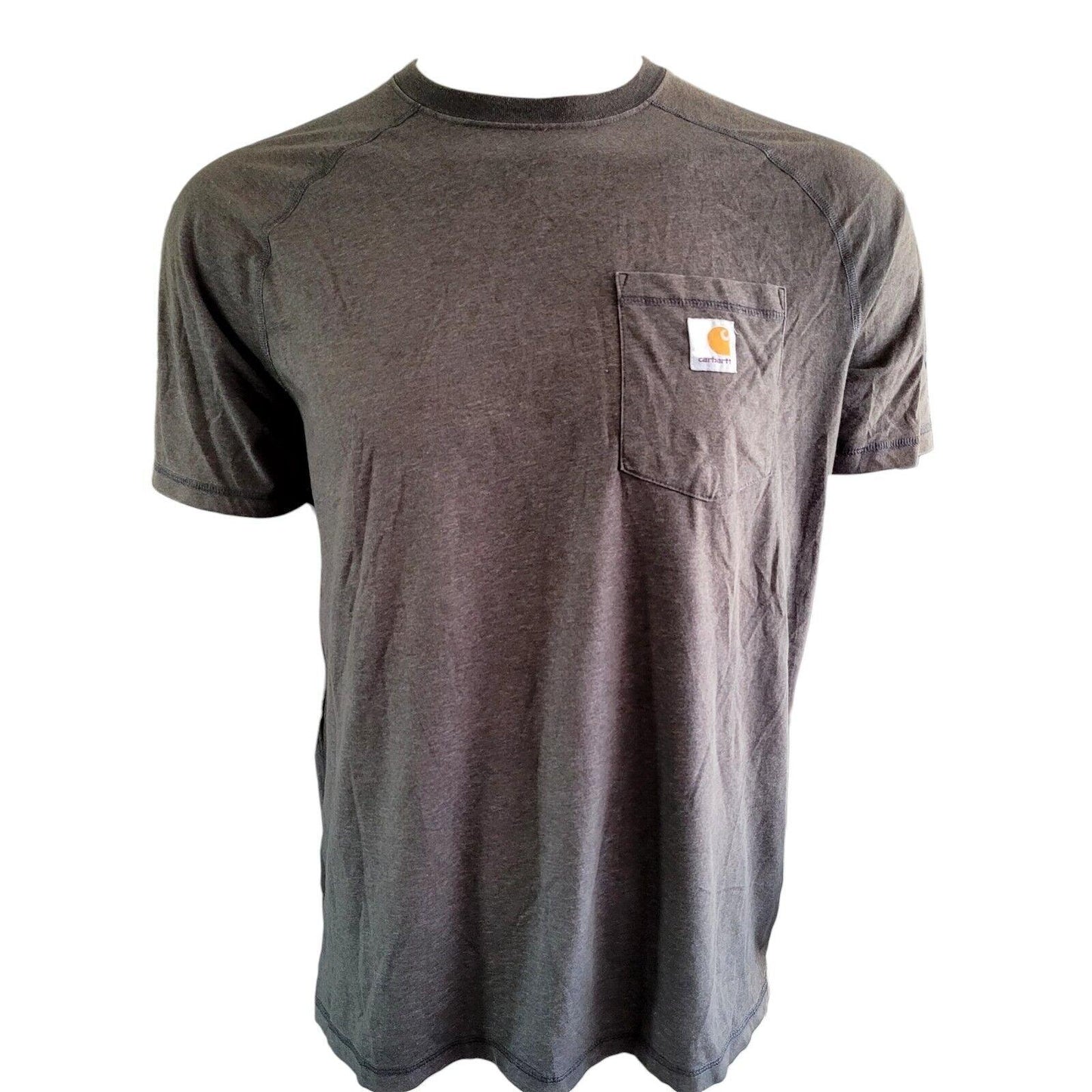 Carhartt Gray Force Logo T-Shirt | Relaxed Fit Poly-Cotton Tee - Size Large-USASTARFASHION