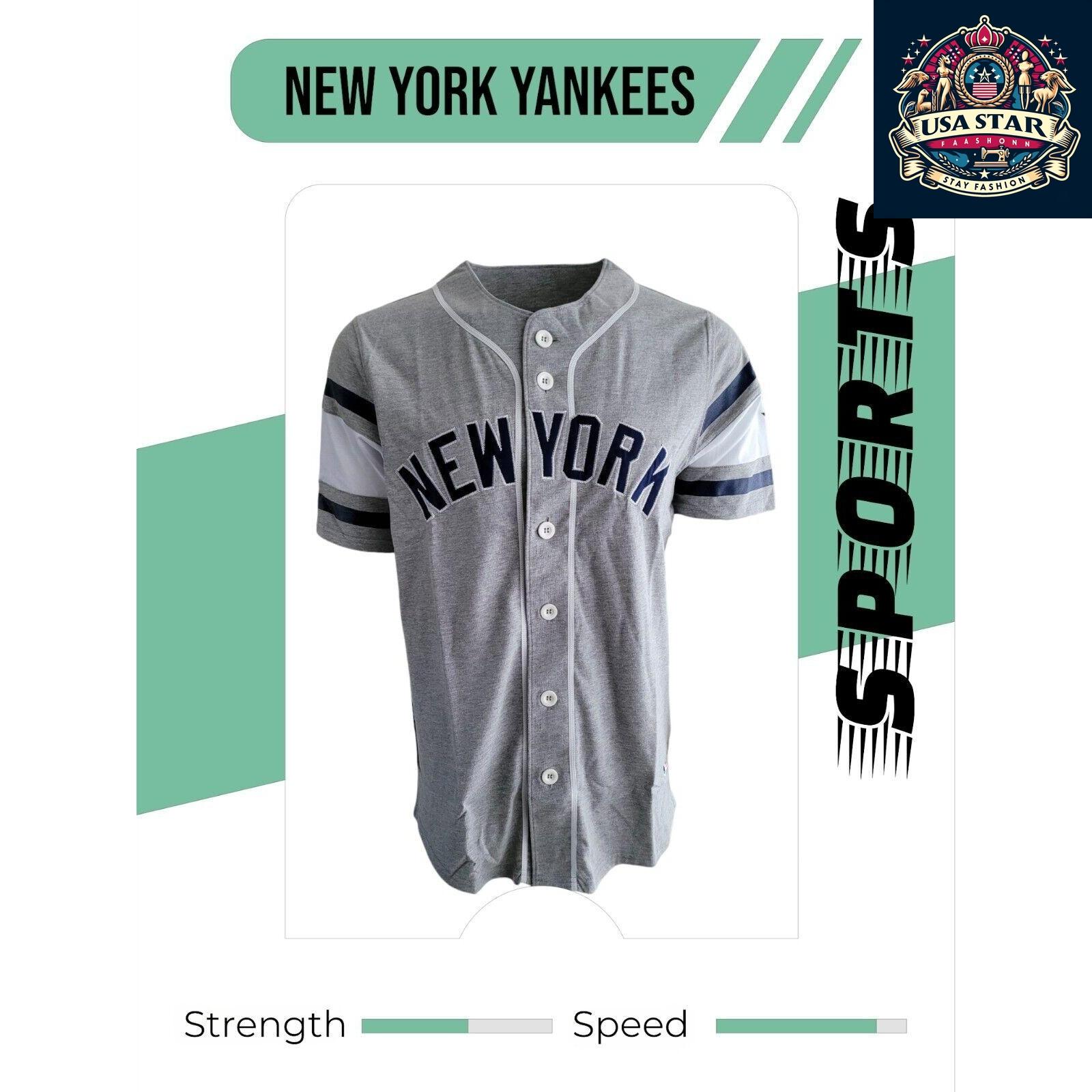 New York Yankees Jersey - Authentic Grey Fanatics Design, Large Size, Ideal for Game Day & Casual Wear - USASTARFASHION