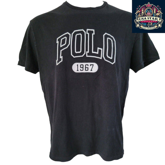 Polo Ralph Lauren T-Shirt, Classic Black, 100% Cotton, Size Large, Versatile Style & Comfort - USASTARFASHION