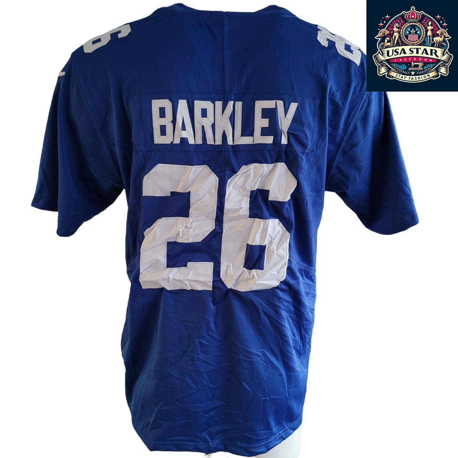 New York Giants Jersey - Saquon Barkley #26 Nike Game Jersey, Large Mens, Blue NFL Apparel - USASTARFASHION