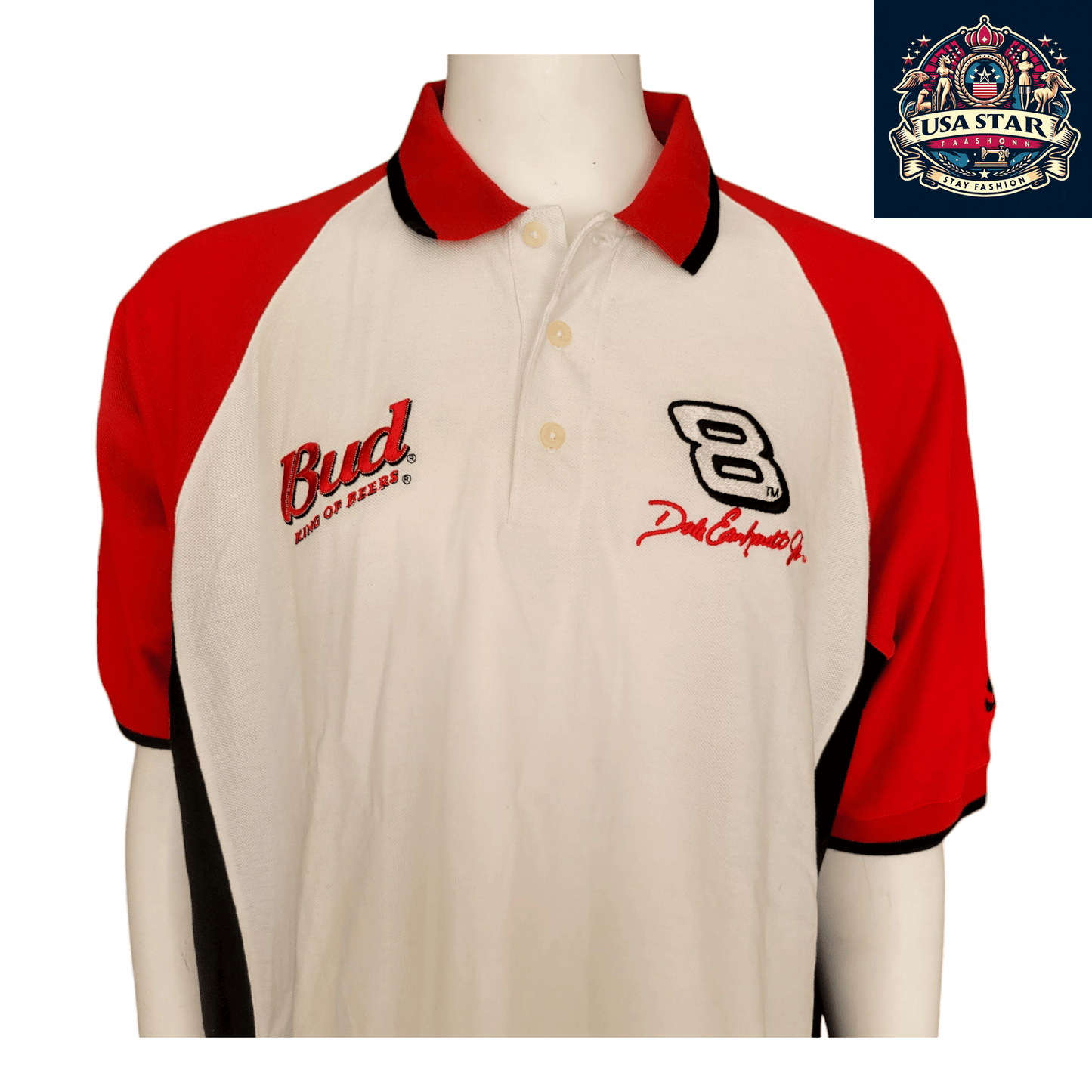 Dale Earnhardt Jr Polo Shirt 2XL Cotton - Budweiser Racing Polo, Comfortable & Stylish Design - USASTARFASHION