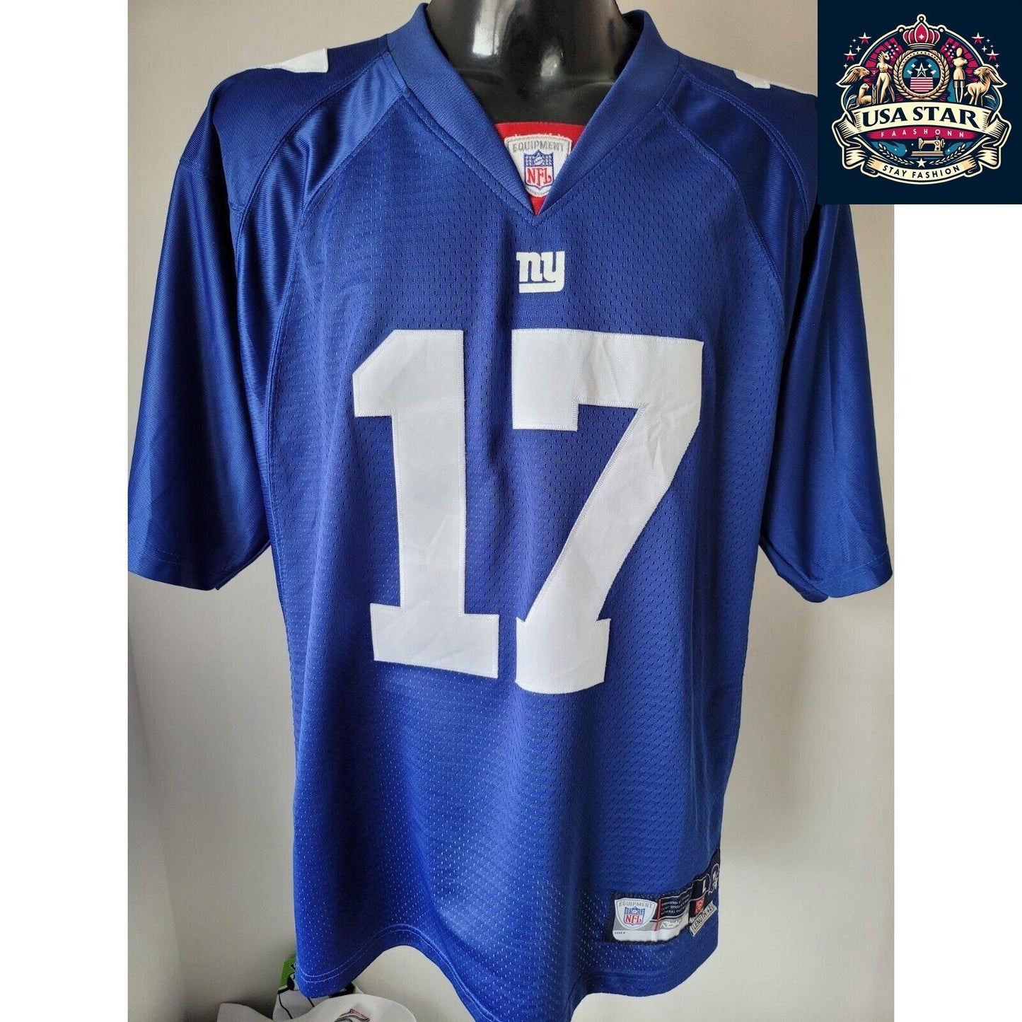 New York Giants Jersey #17 Plaxico Burress Classic Throwback in Rare Size L - Reebok Authentic - USASTARFASHION