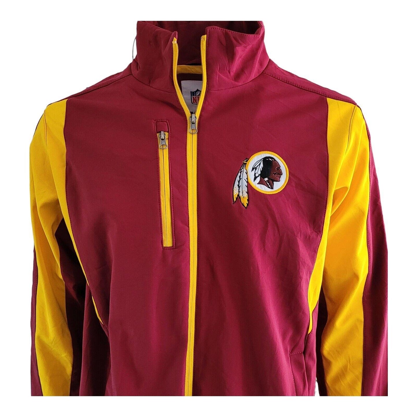 NFL Washington Redskins Red and Yellow Vintage Full Zip Jacket Size L-USASTARFASHION