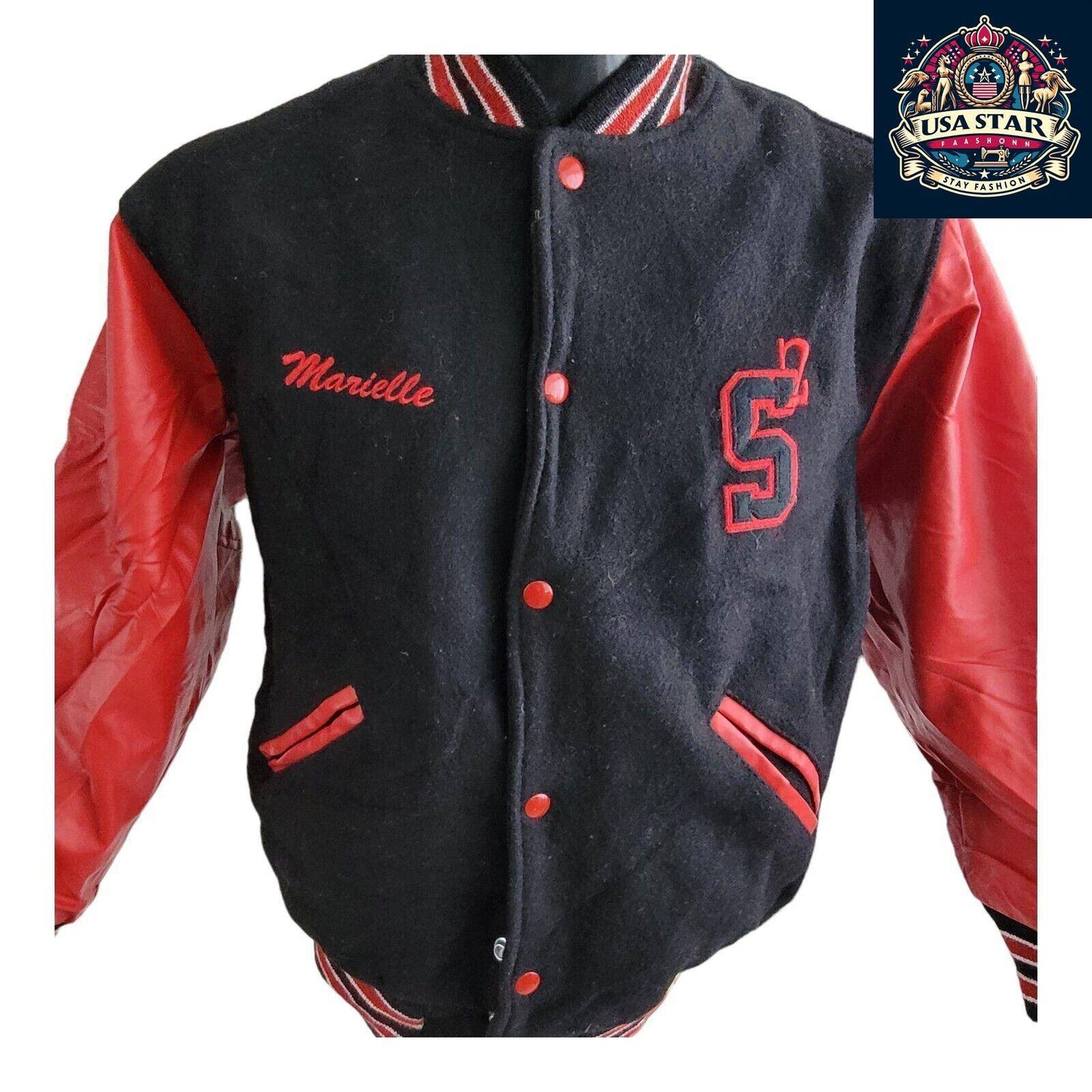 Game Made In USA Soul Shock Marielle Varsity Wool Leather Jacket XS - Vintage Style, Quality Craftsmanship - USASTARFASHION