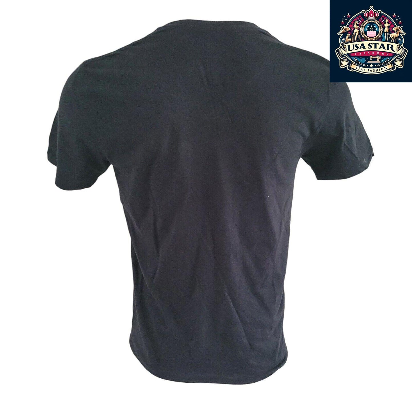 Polo Ralph Lauren Black V-Neck T-Shirt M - 100% Cotton, Iconic Logo, Comfortable Fit - USASTARFASHION