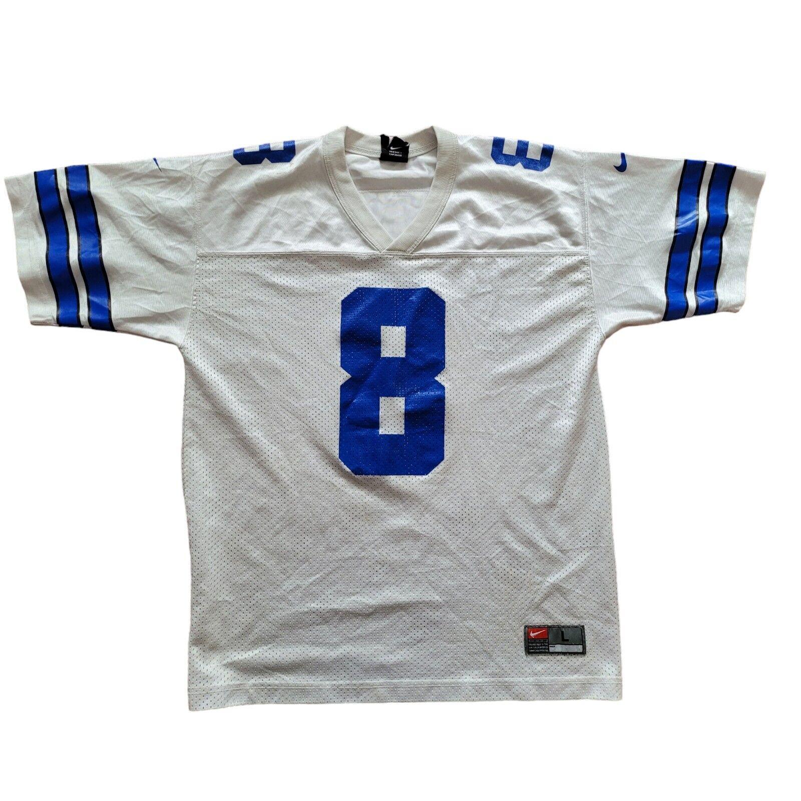 Authentic Dallas Cowboys #8 Aikman NFL White Jersey - Youth Large-USASTARFASHION