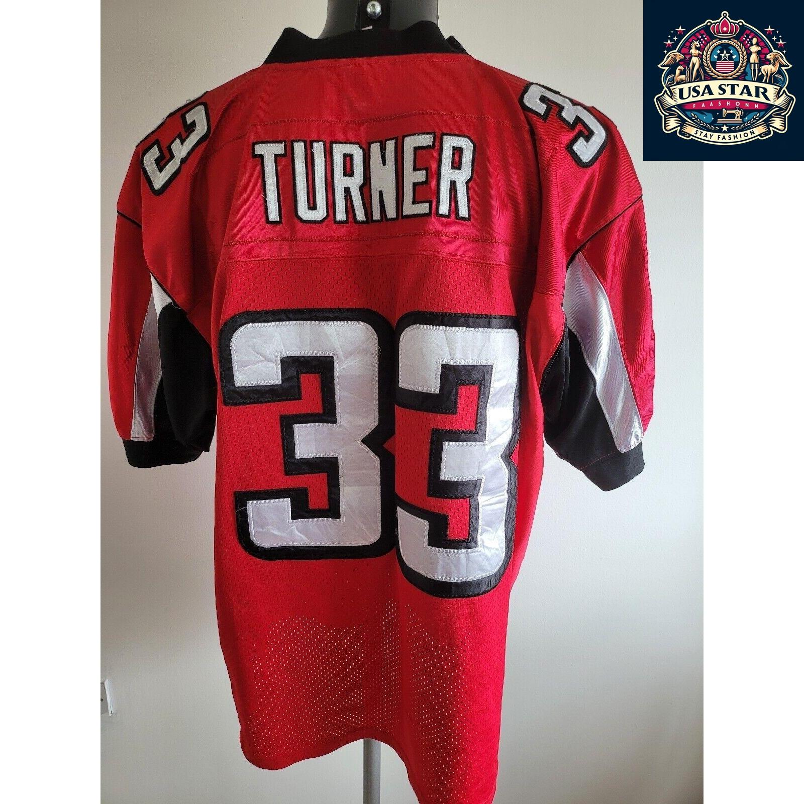 Vintage Falcons Jersey XL - Reebok NFL Atlanta Falcons #33 Turner, Classic Design, Comfortable Fit - USASTARFASHION