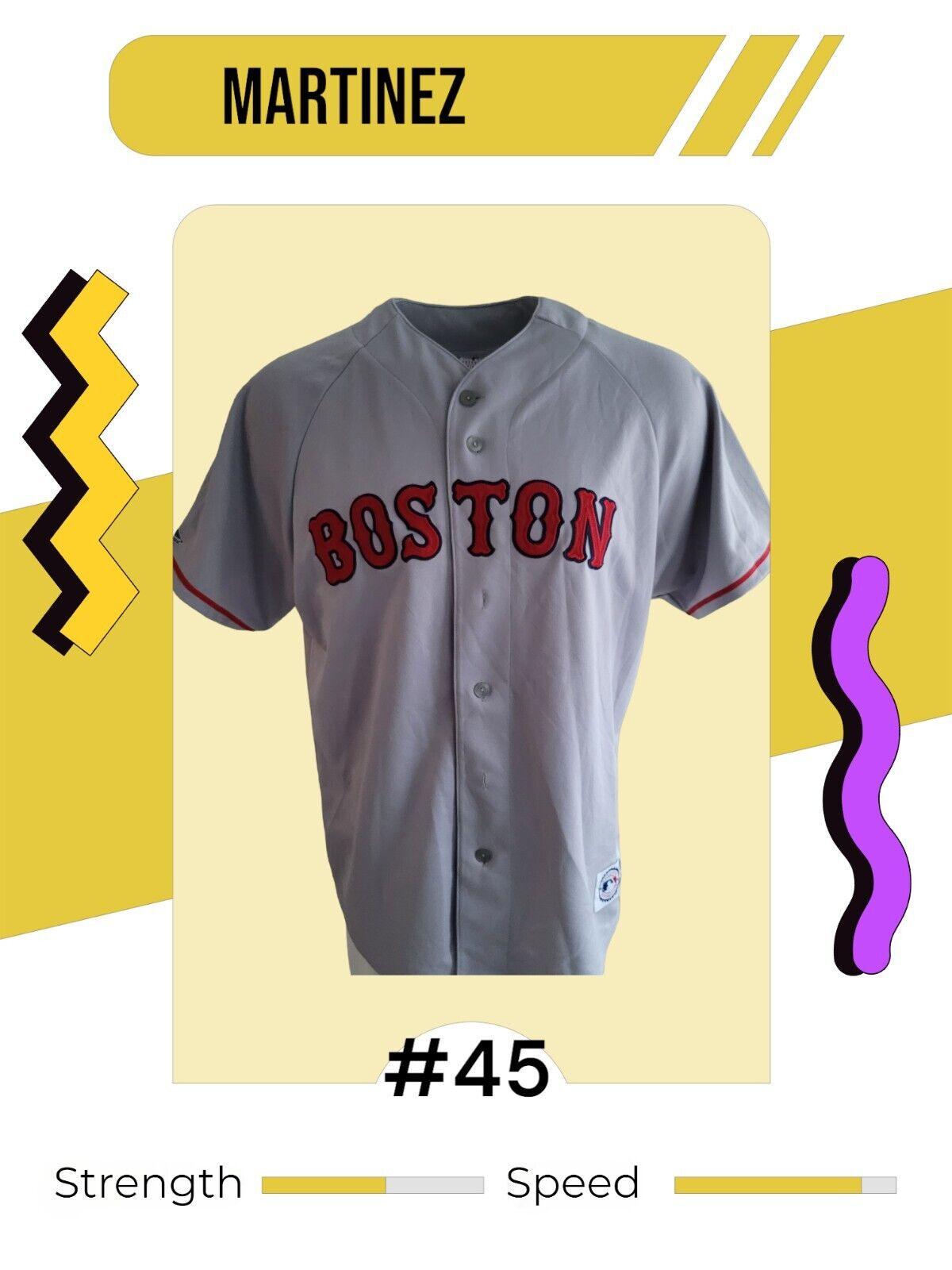 Pedro Martínez #45 Red Sox Majestic MLB Baseball Jersey | XL Men's Size-USASTARFASHION