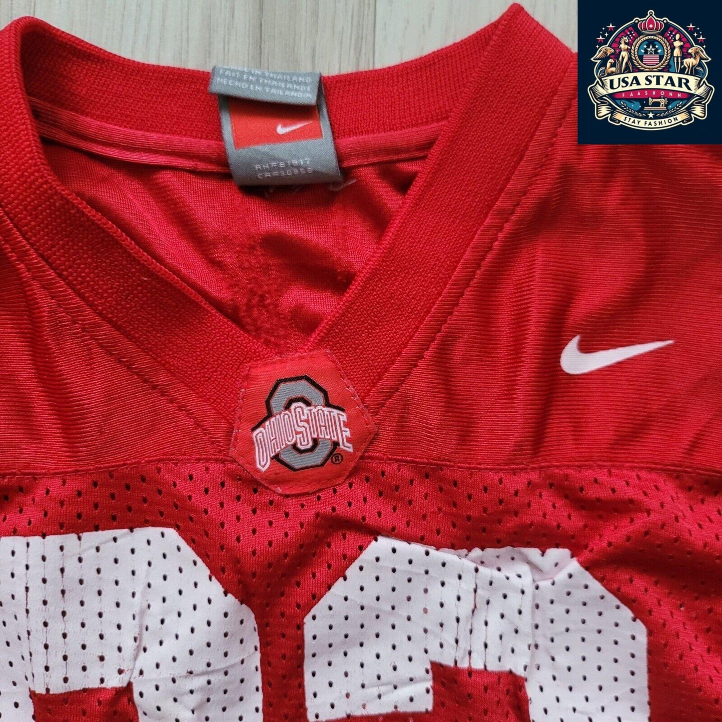 Nike Ohio State Buckeyes Jersey Youth Size 7 #33 Red Distressed Style for Kids Football Fans - USASTARFASHION