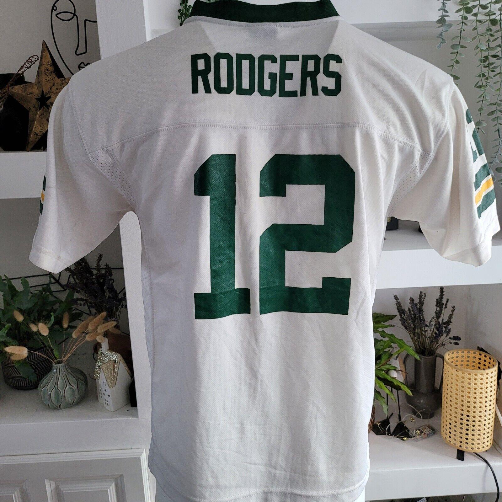 Green Bay Packers Aaron Rodgers #12 Youth XL Jersey - Green/Yellow/White-USASTARFASHION