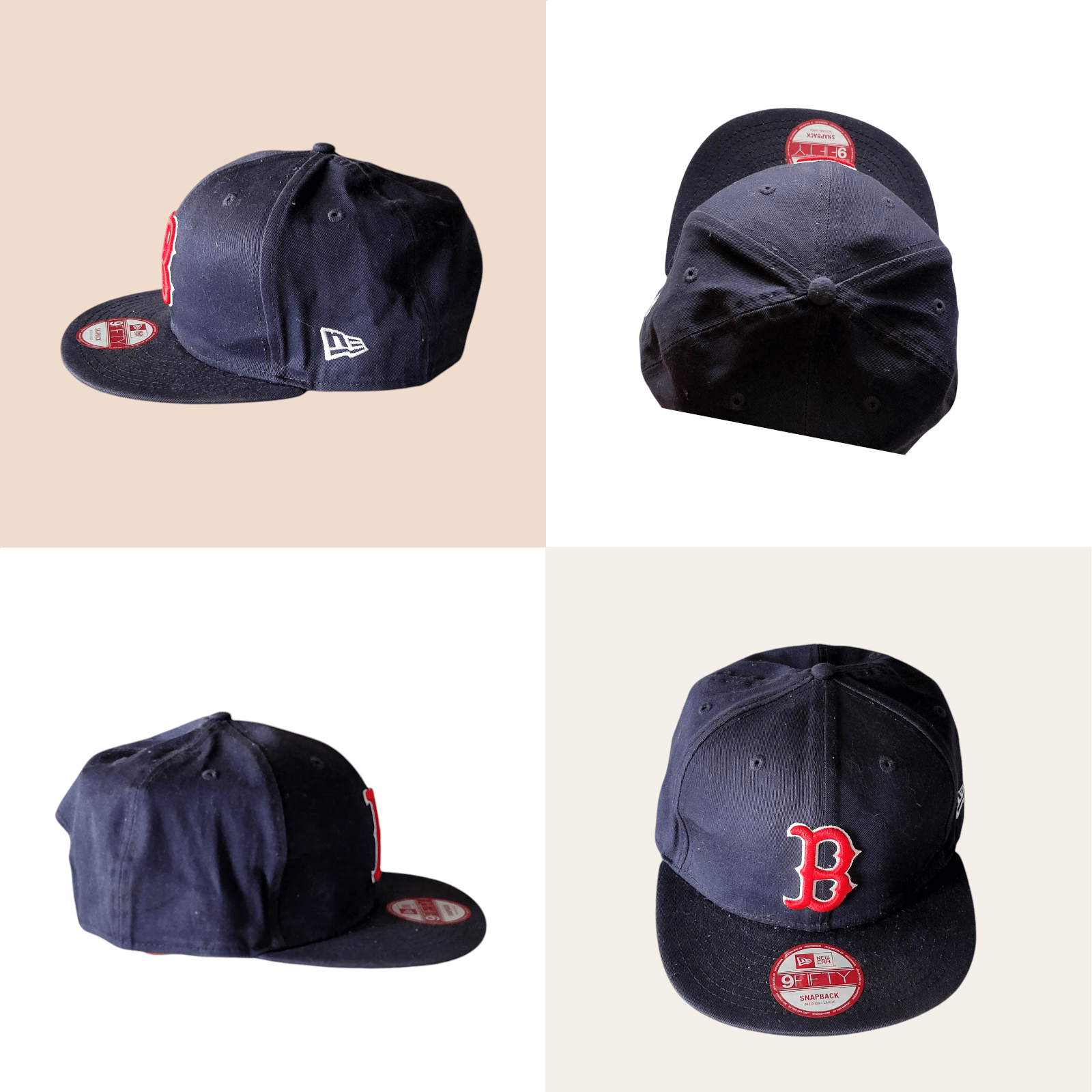 New Era 9FIFTY Snapback MLB Hat - Boston Red Sox - Navy/Red - Medium-Large