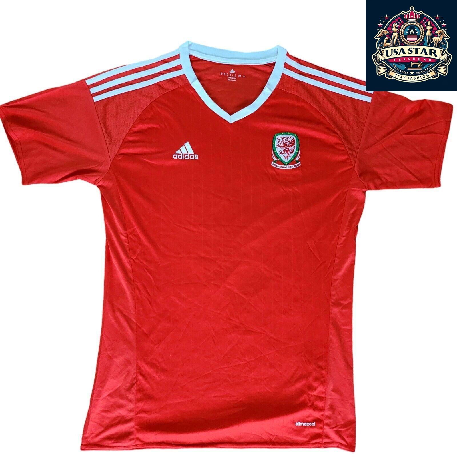 Adidas Climacool Welsh International Football Shirt Red Men's XLarge - Moisture-Wicking Comfort - USASTARFASHION