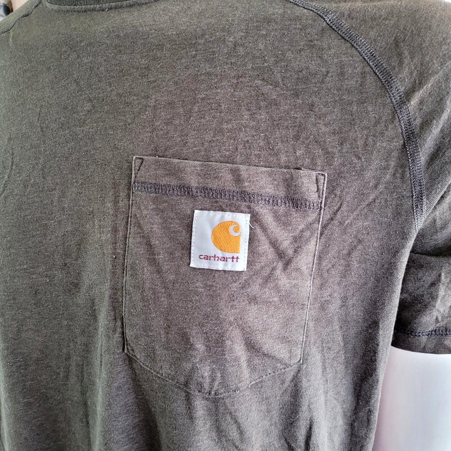 Carhartt Gray Force Logo T-Shirt | Relaxed Fit Poly-Cotton Tee - Size Large-USASTARFASHION