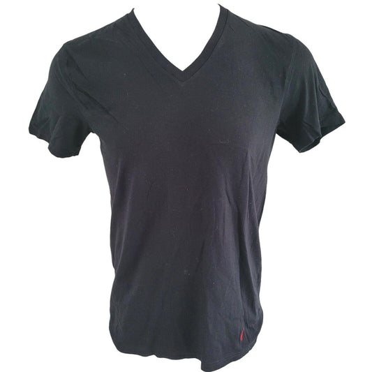 Polo Ralph Lauren Black V-Neck T-Shirt M 100% Cotton Iconic Logo Classic Fit-USASTARFASHION