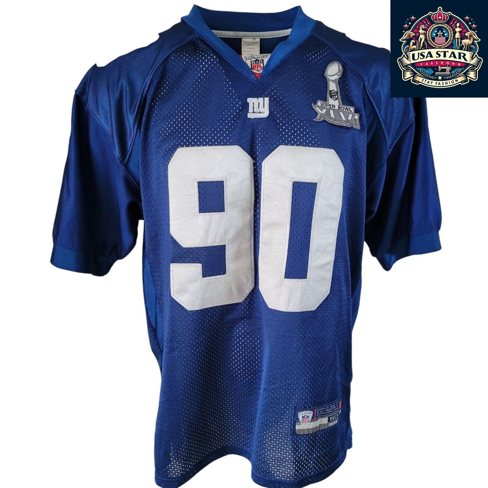 Reebok NFL Giants Jersey Jason Pierre-Paul Blue Size 50 with Moisture-Wicking Fabric - USASTARFASHION