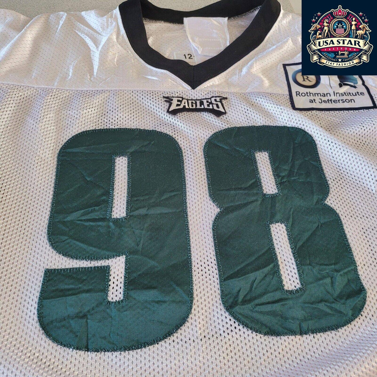 Elijah Qualls Jersey #98 Philadelphia Eagles Game-Issued White XXL - Authentic Memorabilia - USASTARFASHION