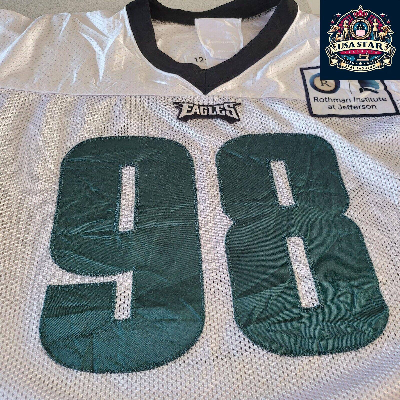 Elijah Qualls Jersey #98 Philadelphia Eagles Game-Issued White XXL - Authentic Memorabilia - USASTARFASHION