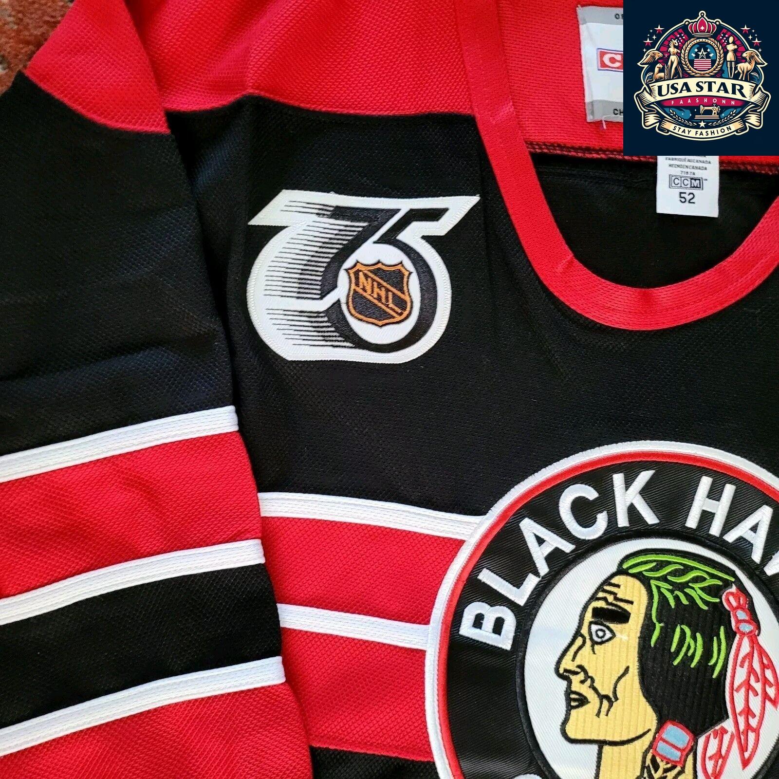 Vintage CCM Chicago Blackhawks Bill Mosienko #8 Hockey Jersey Size 52 - USASTARFASHION