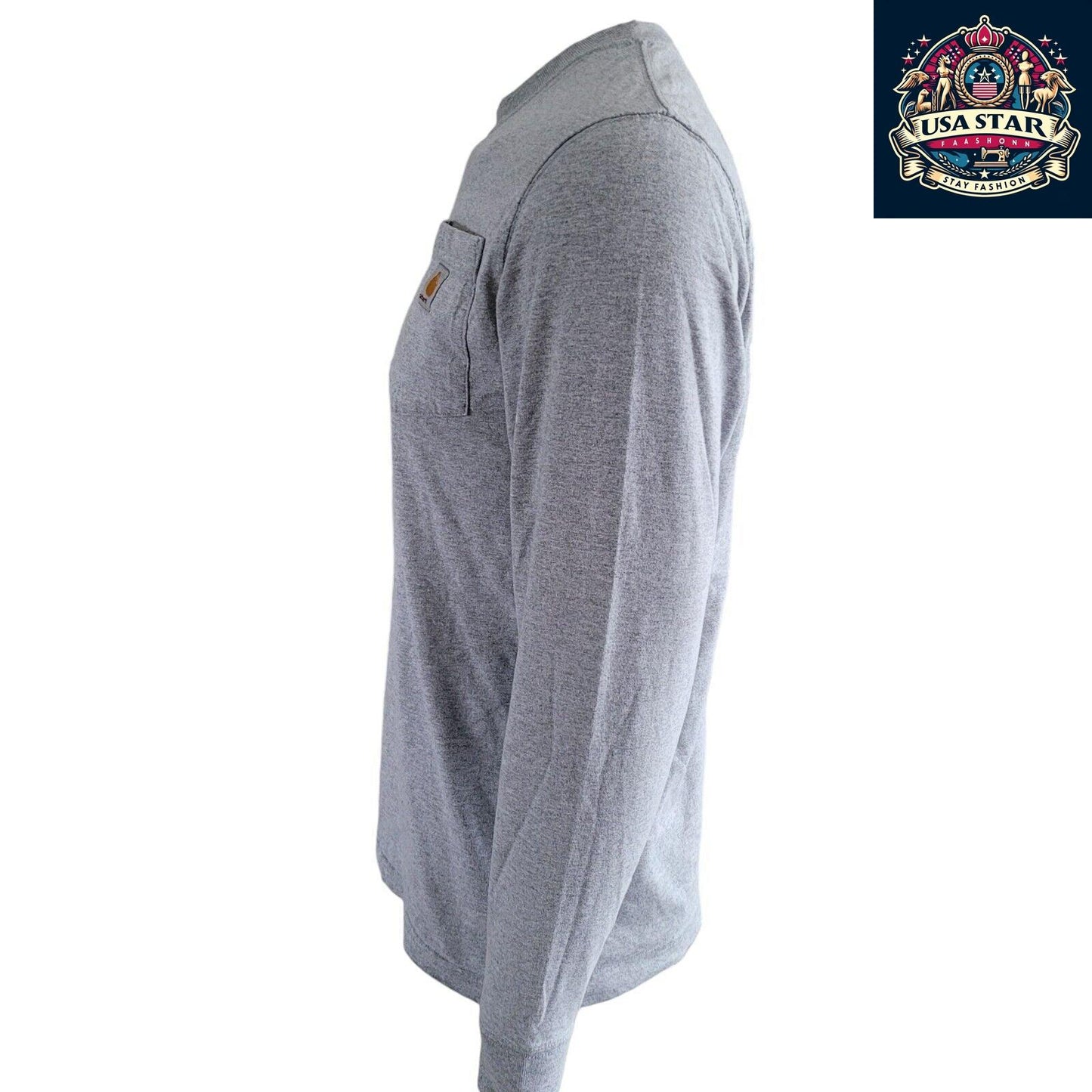 Carhartt Long Sleeve Shirt Size S - Original Fit, 90% Cotton, Casual Gray Comfort - USASTARFASHION