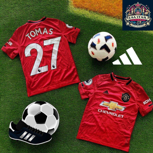 Adidas Manchester United Jersey Kids, Youth Home Jersey Size 9-10, Player Tomas #27, Red - USASTARFASHION