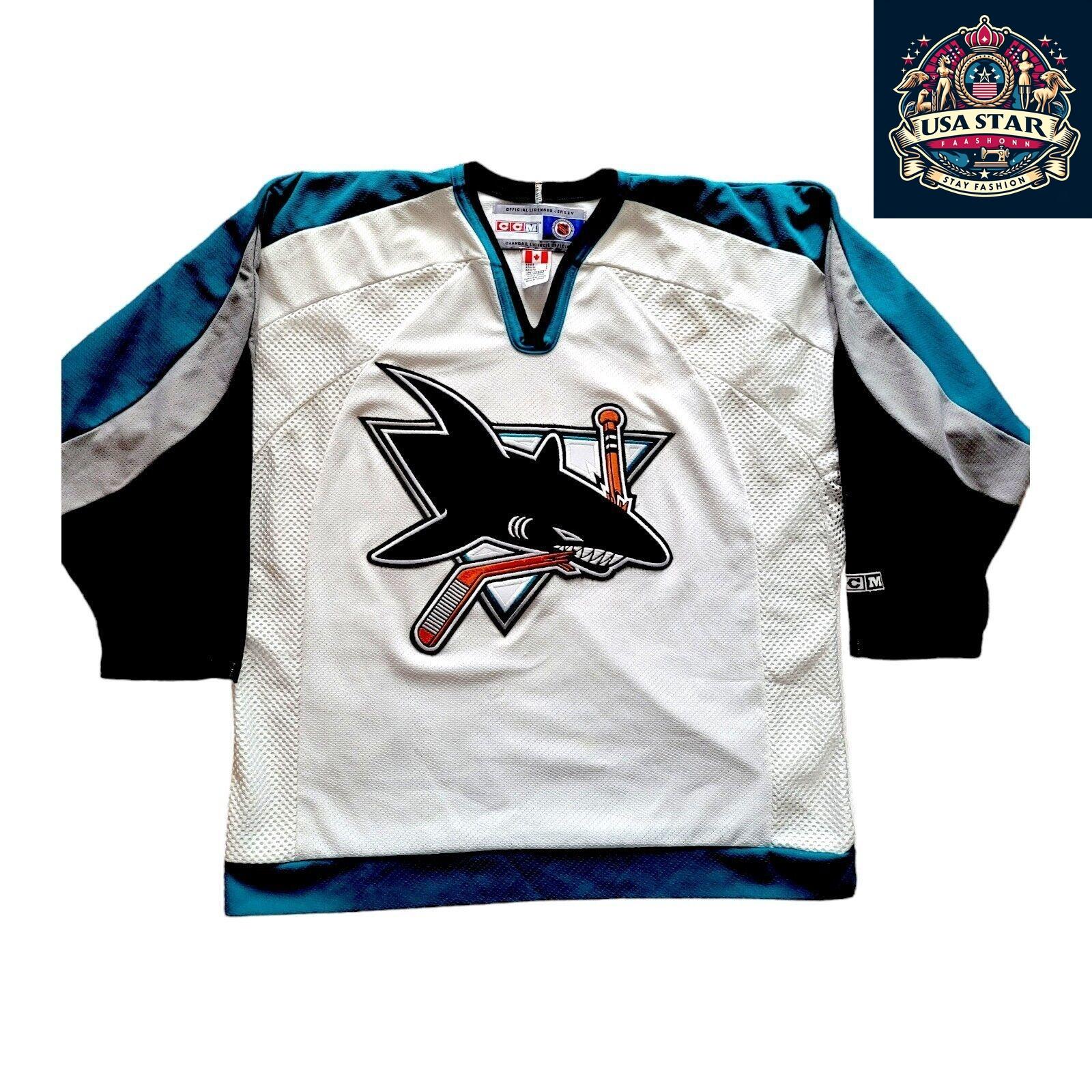 🏒 Vintage Authentic Men's Canada CCM Hockey San Jose Sharks Jersey - Size L - USASTARFASHION