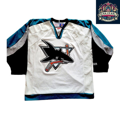 🏒 Vintage Authentic Men's Canada CCM Hockey San Jose Sharks Jersey - Size L - USASTARFASHION