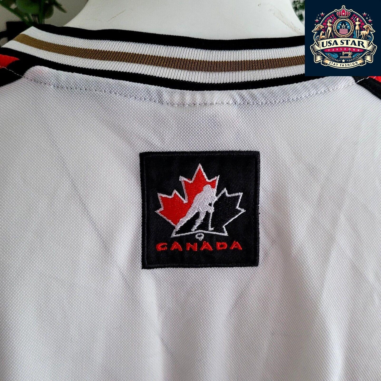 Vintage Team Canada Hockey Jersey - Large, 100% Polyester, Retro Style with Bold Graphics - USASTARFASHION