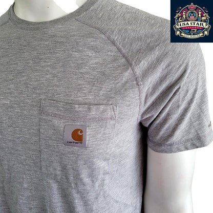 Carhartt Heather Gray Shirt | Relaxed Fit Crew Neck | 59% Cotton 41% Polyester | Size Medium - USASTARFASHION