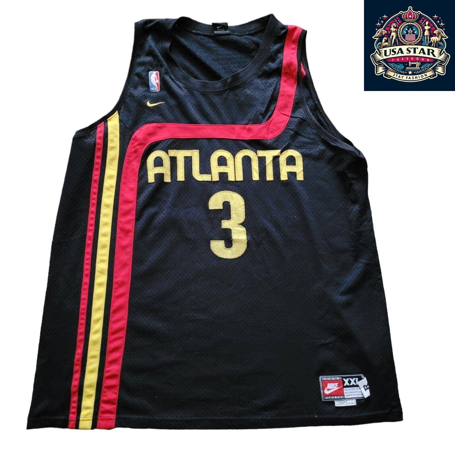 Nike Atlanta Hawks Jersey #3 Shareef Abdur-Rahim - 2XL Authentic Vintage Style, High Quality - USASTARFASHION