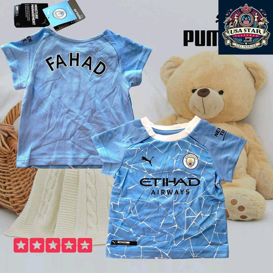 Manchester City FC Infant Home Kit 2020/21 by Puma - Personalized "FAHAD" - Size 6-9 Months - USASTARFASHION