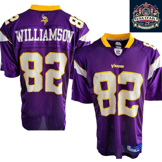 Troy Williamson Jersey #82 Minnesota Vikings Authentic Reebok Large Purple NFL Fan Gear - USASTARFASHION