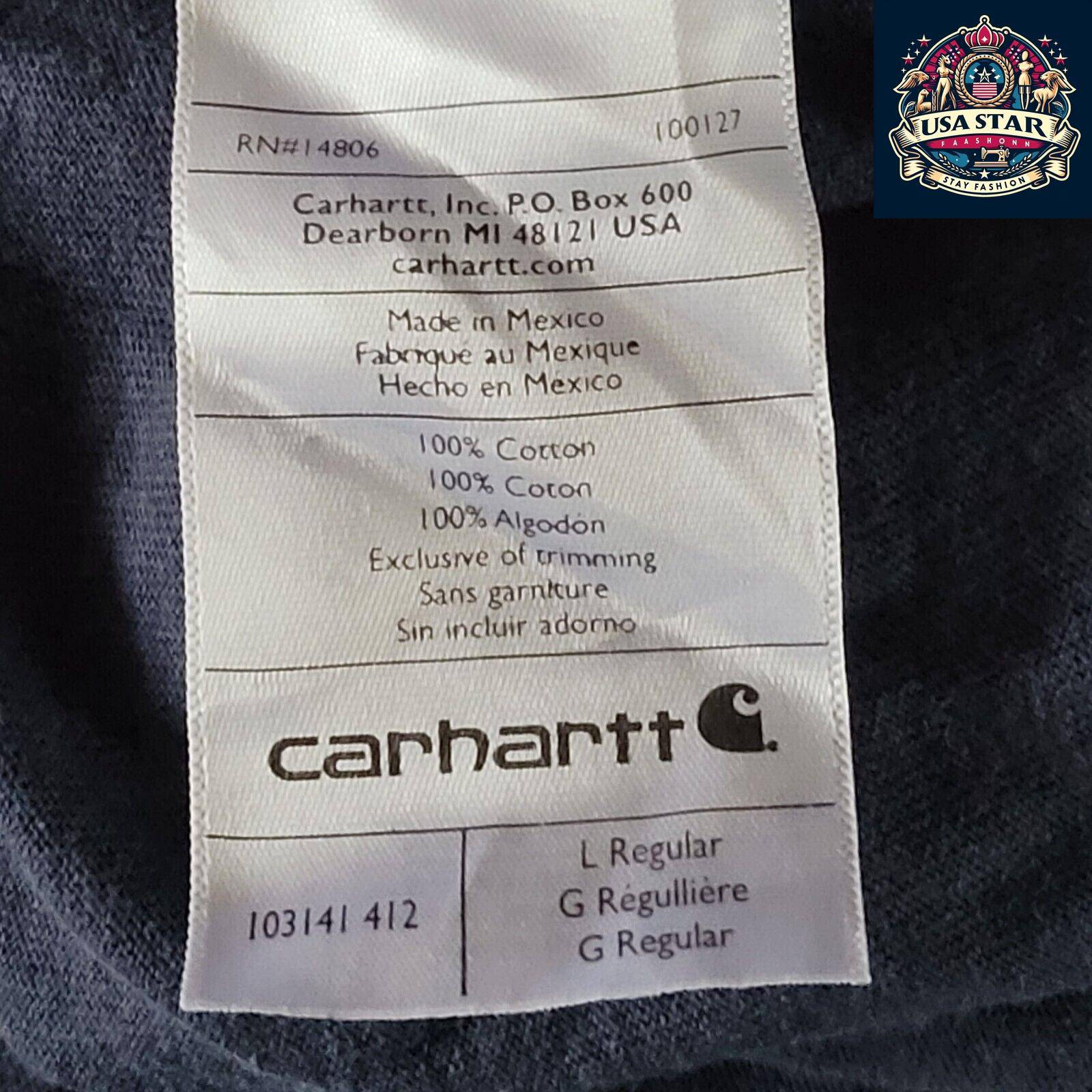 Carhartt Long Sleeve Shirt Navy Blue | Size L | 100% Cotton | Logo Detail on Front & Sleeve USASTARFASHION