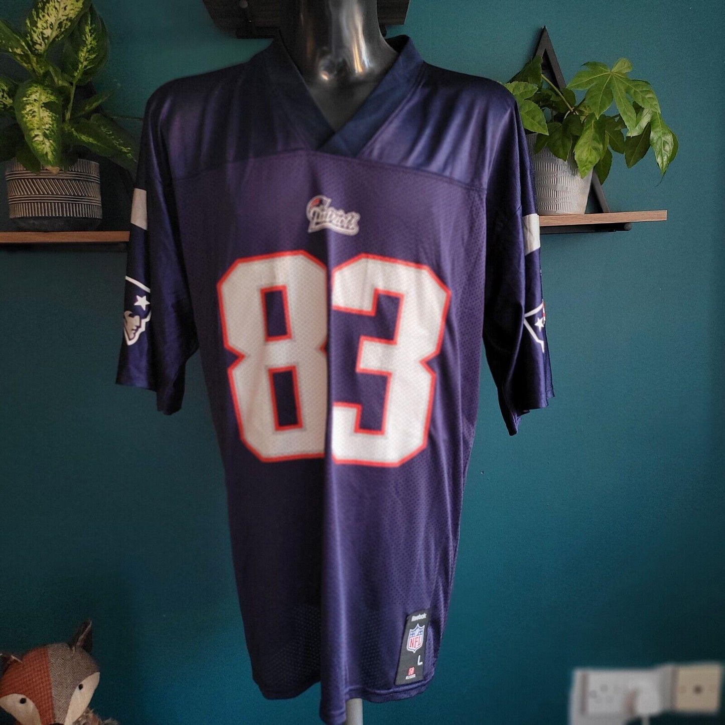 NFL PATRIOTS Welker #83 Reebok Jersey - Size L - Authentic Team Apparel-USASTARFASHION