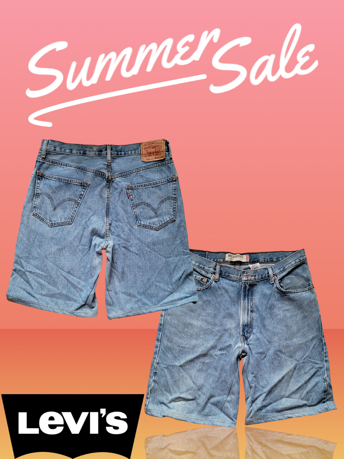 Levi's 550 Relaxed Fit Denim Shorts W36 - Classic Light Blue Jorts for Workwear-USASTARFASHION