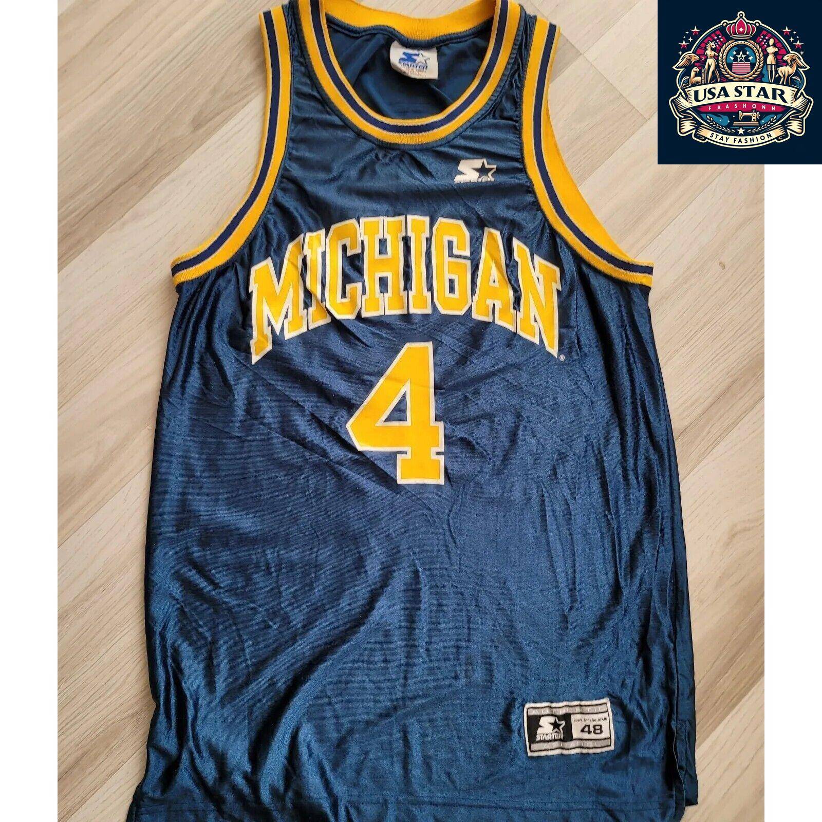 Vintage Michigan Wolverines Jersey Starter #4 Chris Webber Size 48 Large Pre-Owned Classic - USASTARFASHION