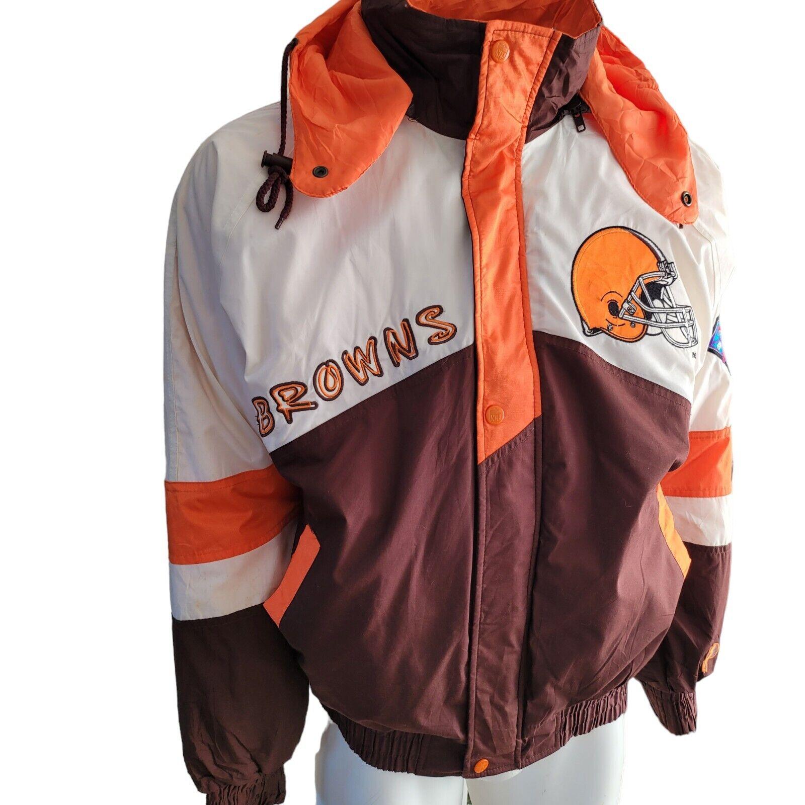 Cleveland Browns Pro Player Jacket – 90s NFL Embroidered Sz M Men's Coat-USASTARFASHION