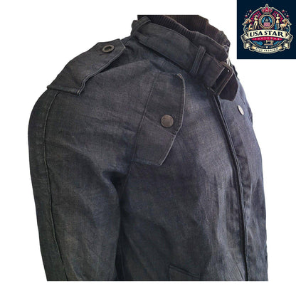 G-Star Raw Denim Jacket Men's L - Vintage Navy Biker Style, Durable Quality, Great Condition - USASTARFASHION